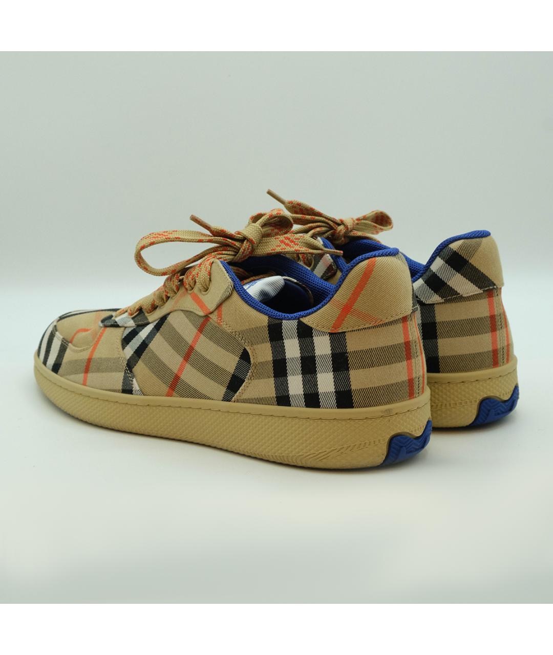 BURBERRY Бежевые текстильные низкие кроссовки / кеды, фото 6