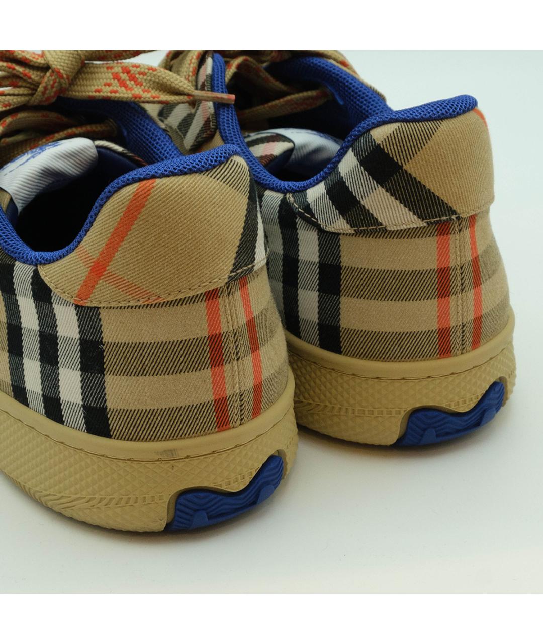 BURBERRY Бежевые текстильные низкие кроссовки / кеды, фото 5