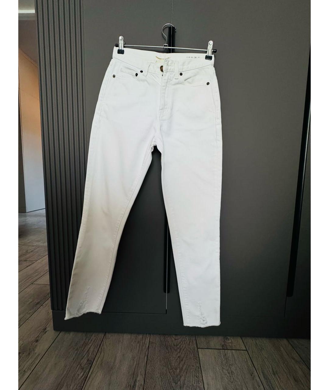 SAINT LAURENT Белые хлопковые прямые джинсы, фото 5