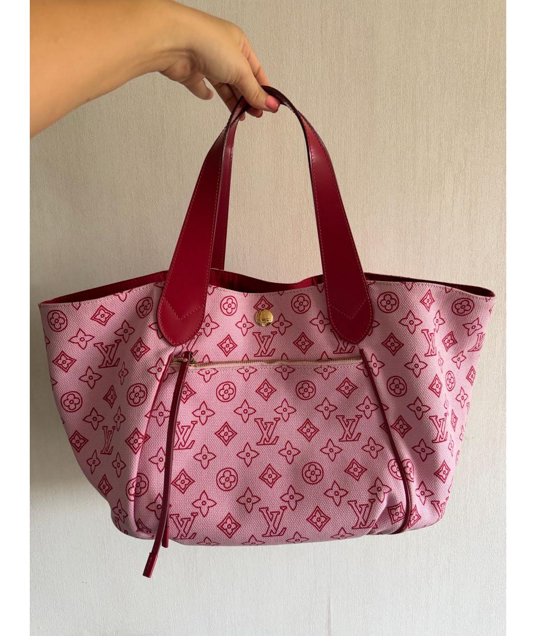 LOUIS VUITTON Розовая тканевая сумка тоут, фото 1