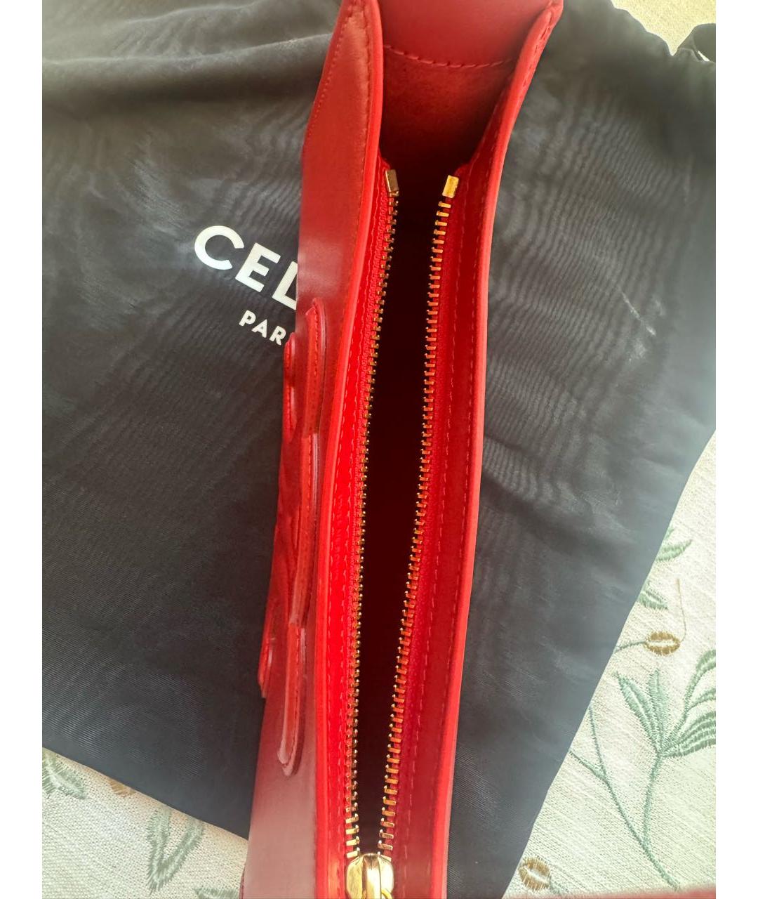 CELINE Красная кожаная сумка тоут, фото 4
