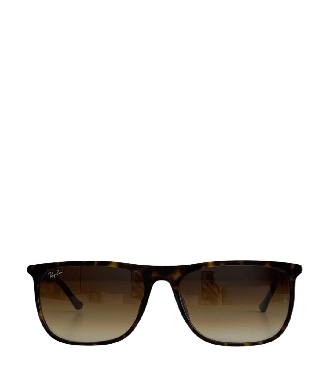 RAY BAN Коричневые пластиковые солнцезащитные очки, фото 1