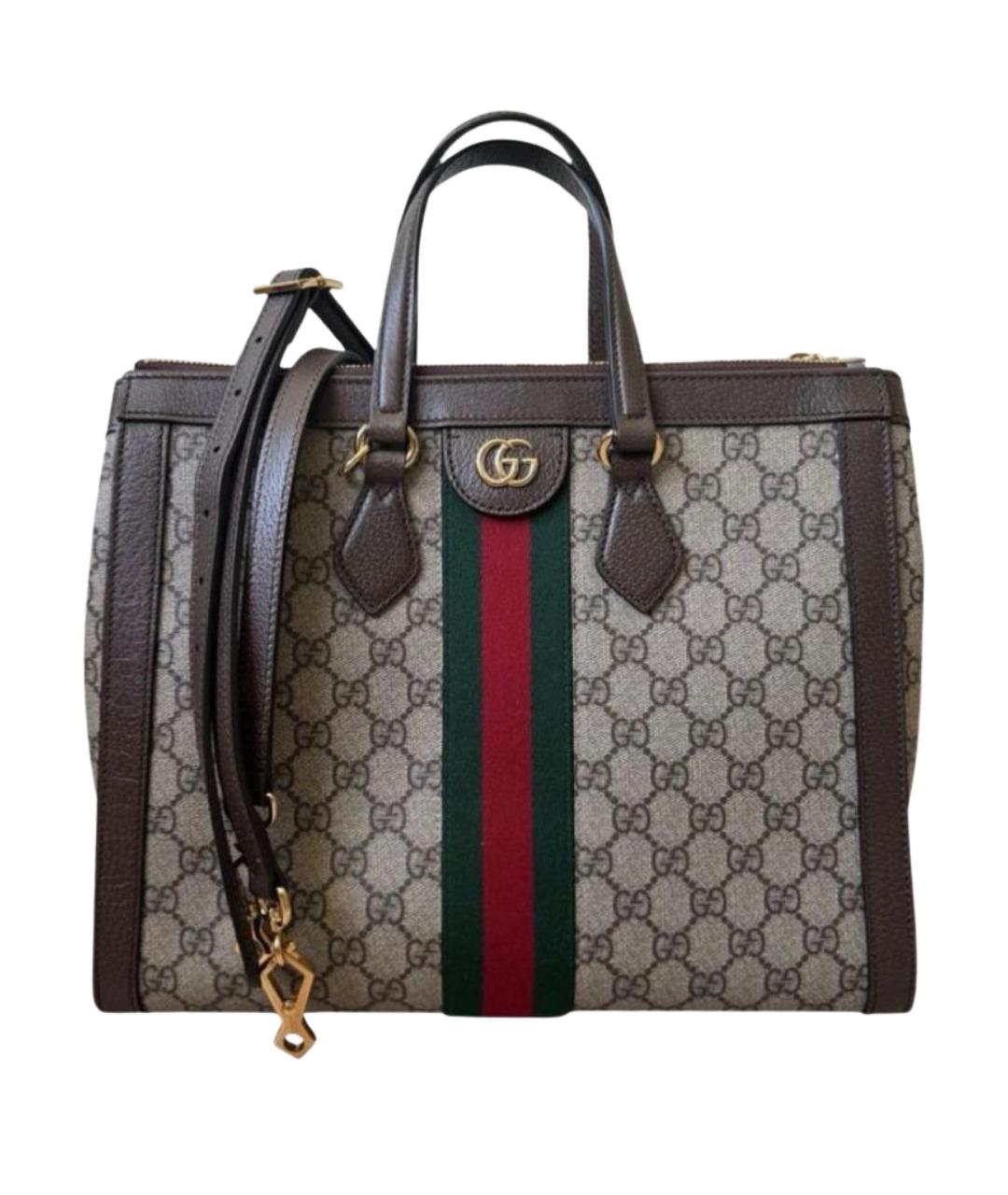 GUCCI Коричневая кожаная сумка с короткими ручками, фото 1