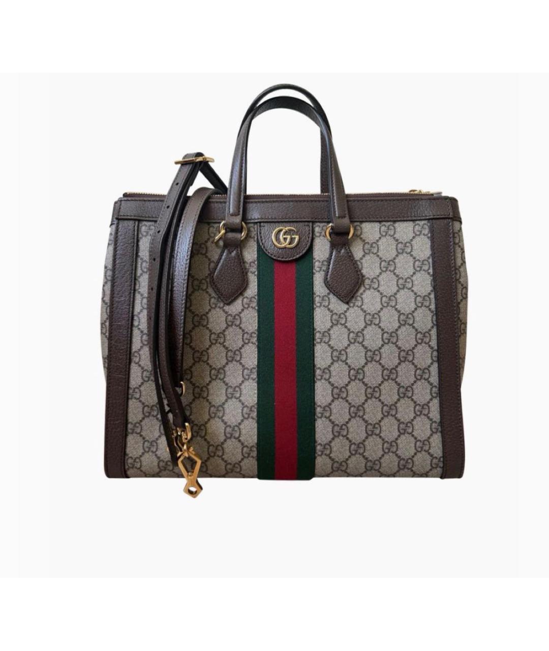 GUCCI Коричневая кожаная сумка с короткими ручками, фото 8