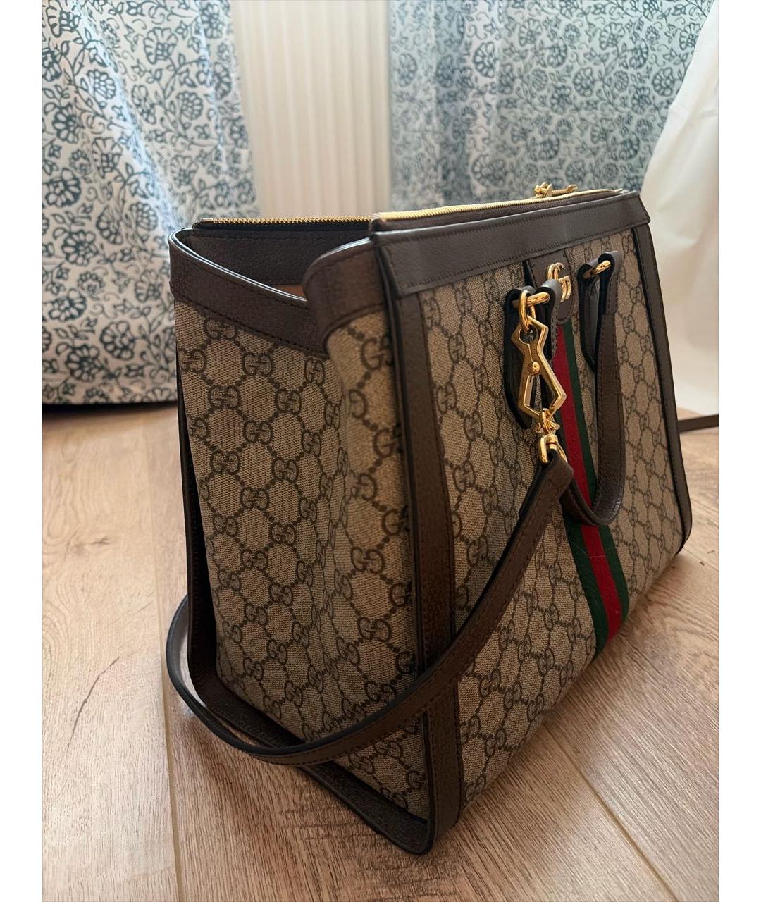 GUCCI Коричневая кожаная сумка с короткими ручками, фото 2