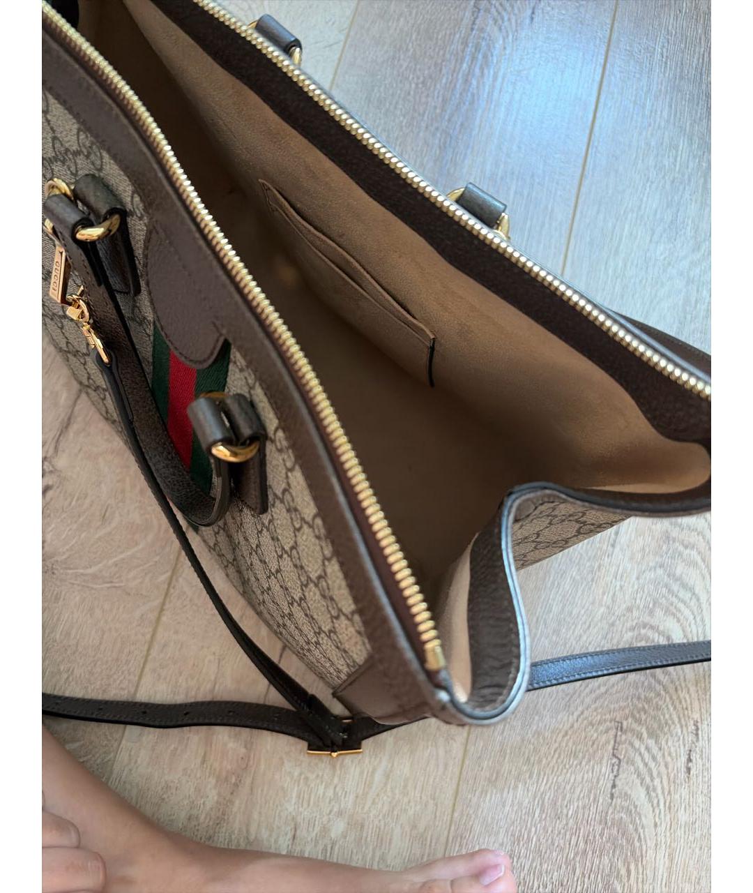 GUCCI Коричневая кожаная сумка с короткими ручками, фото 4