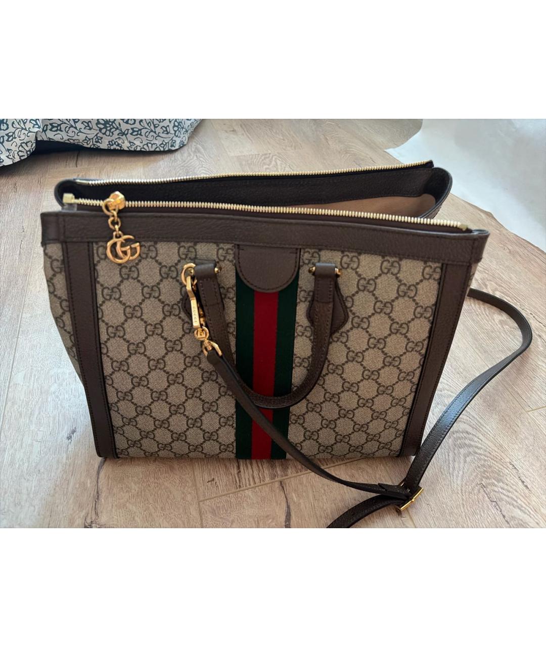 GUCCI Коричневая кожаная сумка с короткими ручками, фото 3