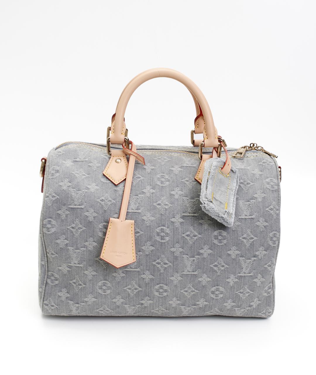LOUIS VUITTON Серая тканевая сумка с короткими ручками, фото 7
