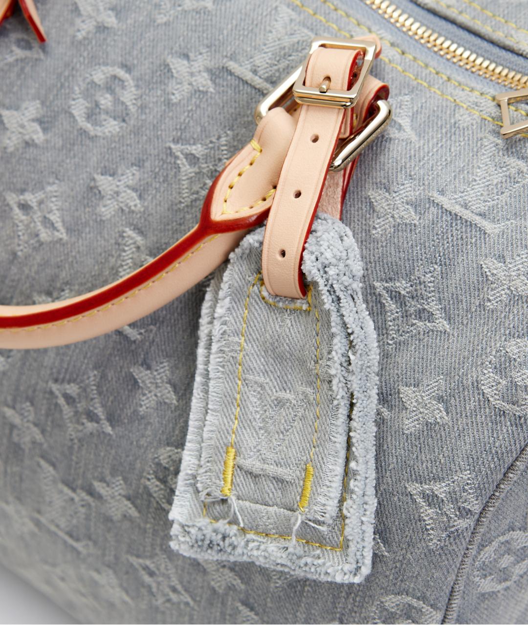 LOUIS VUITTON Серая тканевая сумка с короткими ручками, фото 6