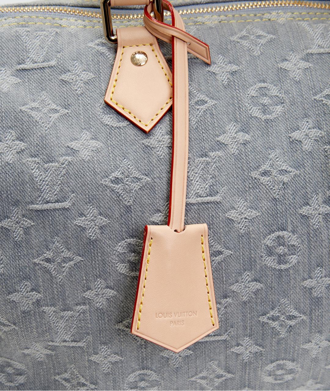 LOUIS VUITTON Серая тканевая сумка с короткими ручками, фото 5
