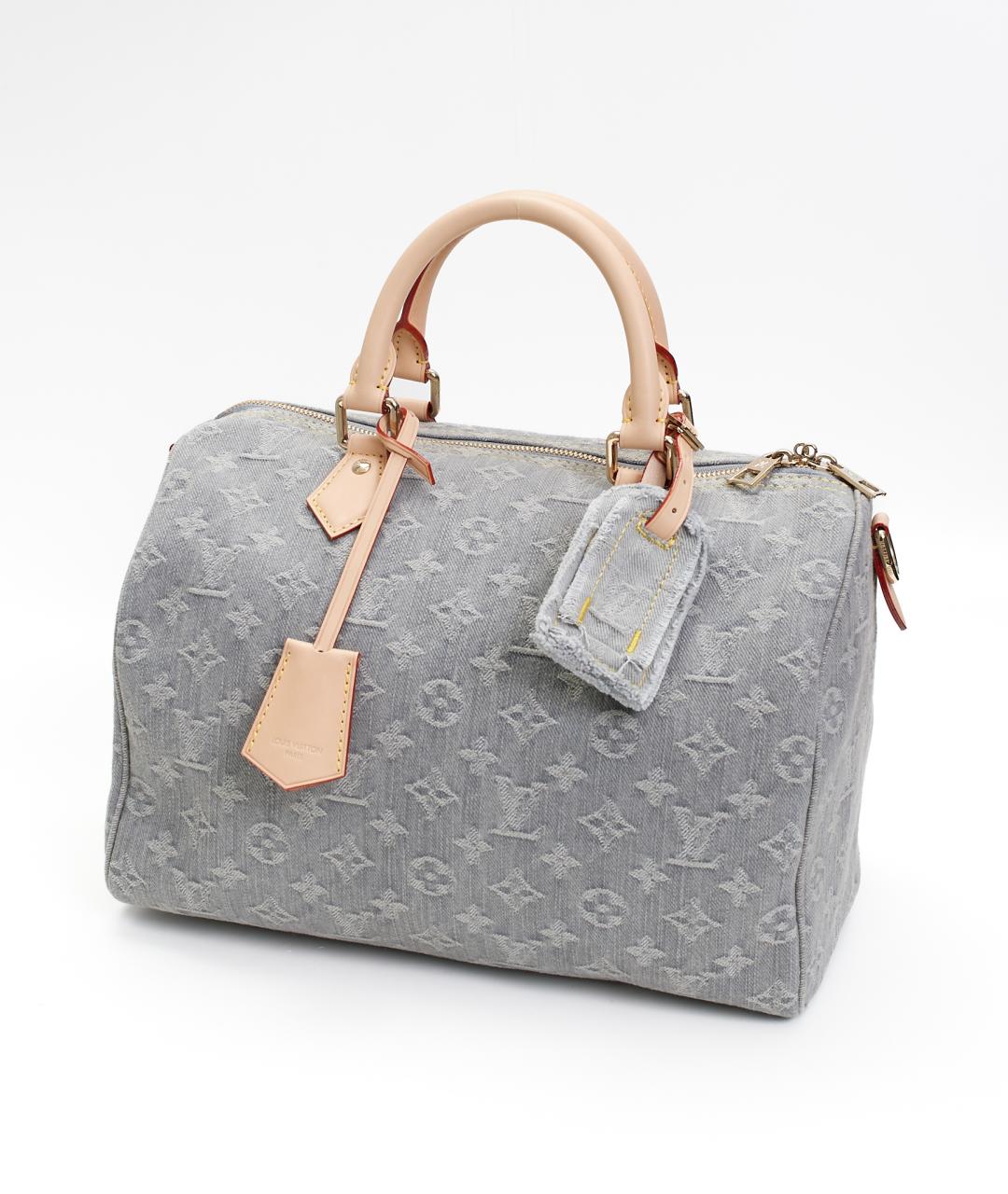 LOUIS VUITTON Серая тканевая сумка с короткими ручками, фото 2