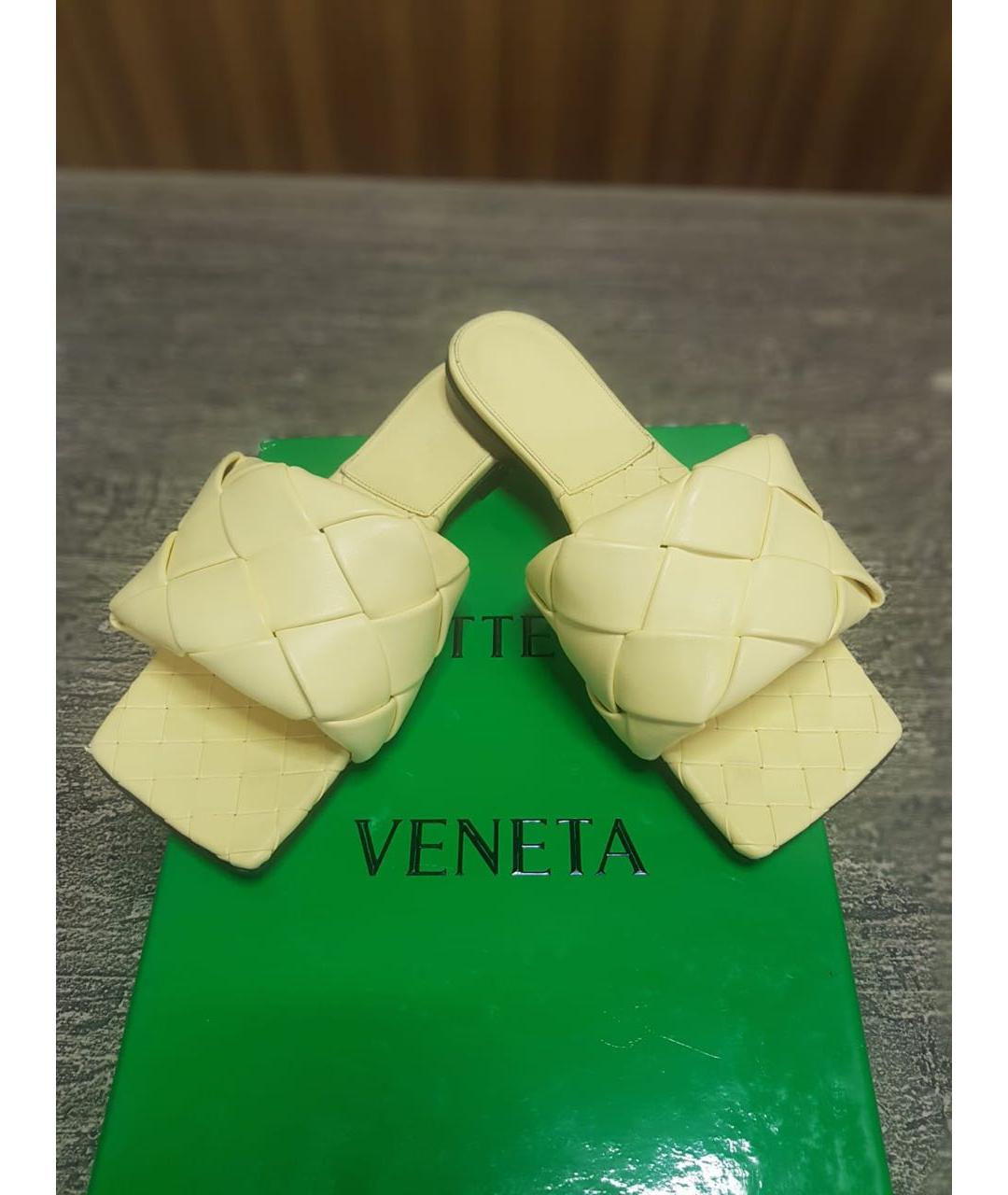 BOTTEGA VENETA Желтые кожаные сабо, фото 2