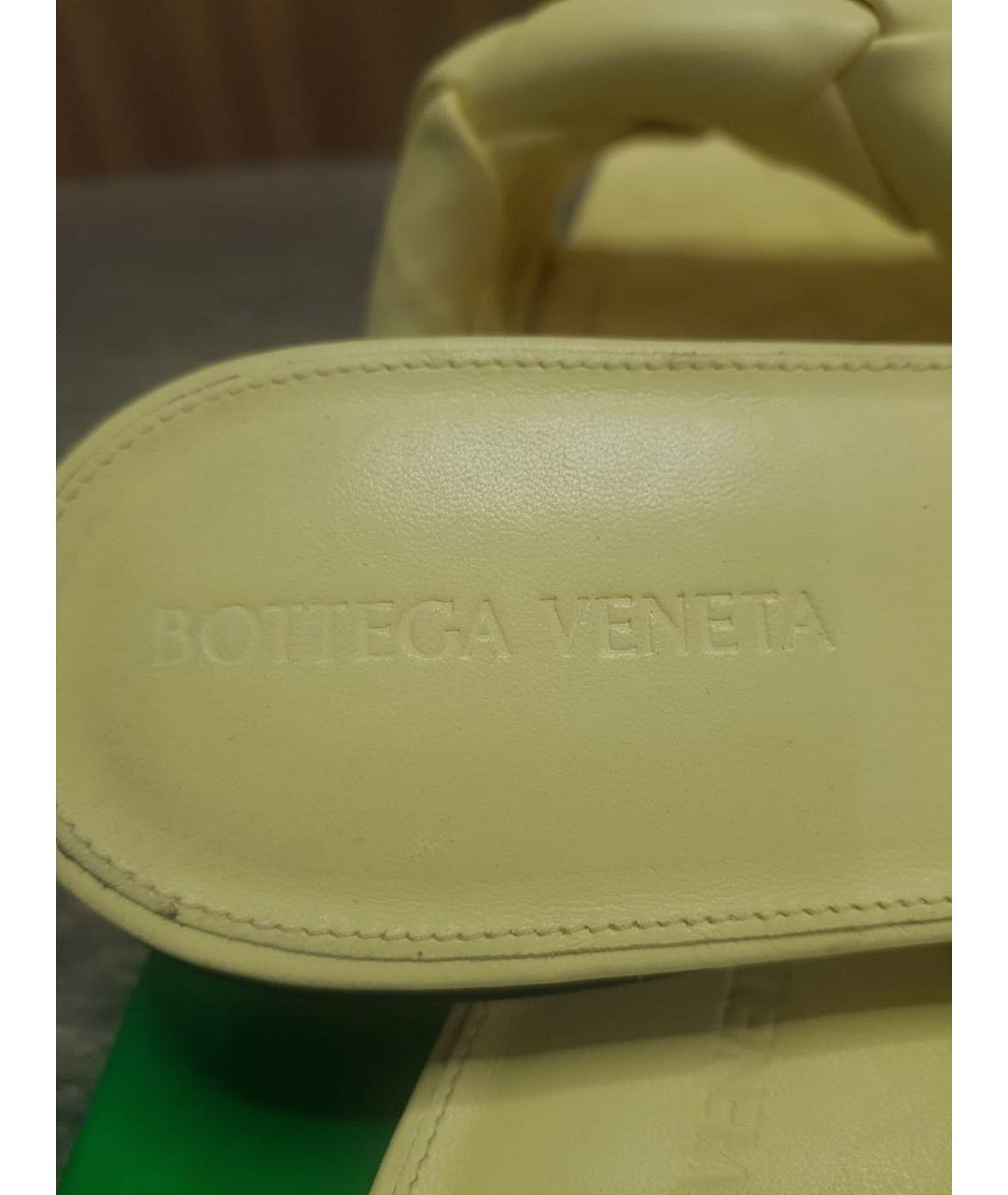 BOTTEGA VENETA Желтые кожаные сабо, фото 6