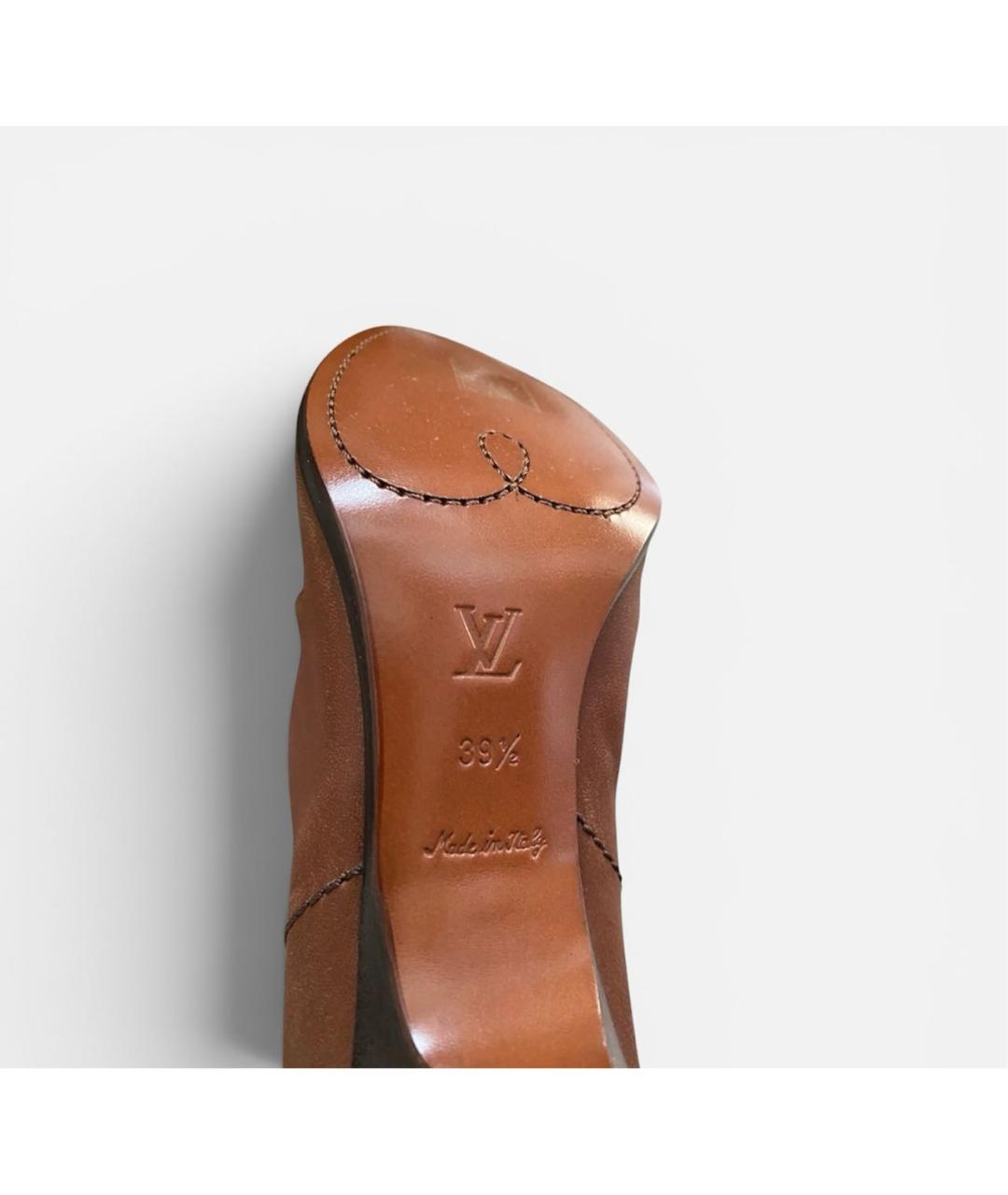 LOUIS VUITTON Коричневые кожаные сапоги, фото 8