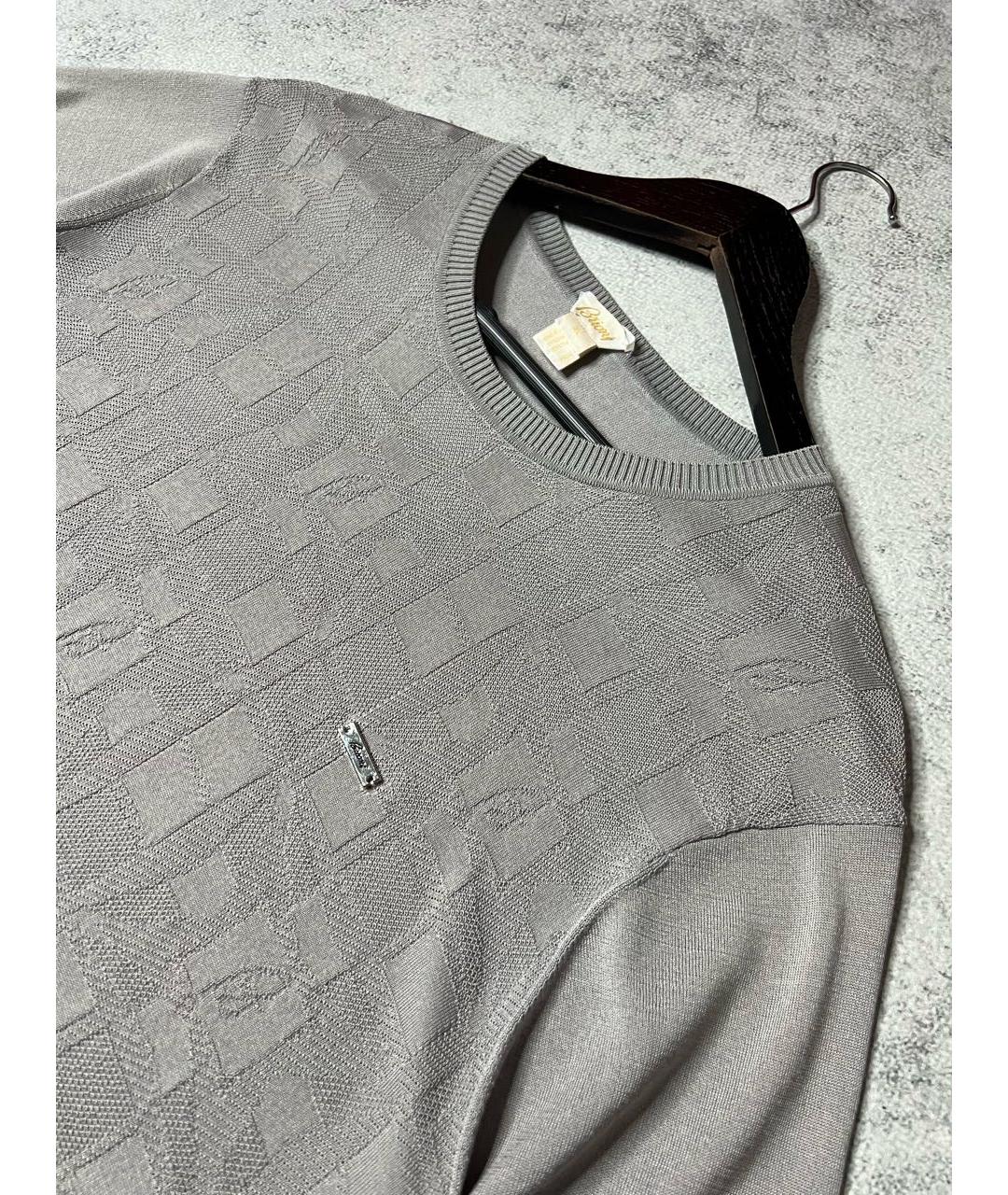 BRIONI Серая шелковая футболка, фото 4