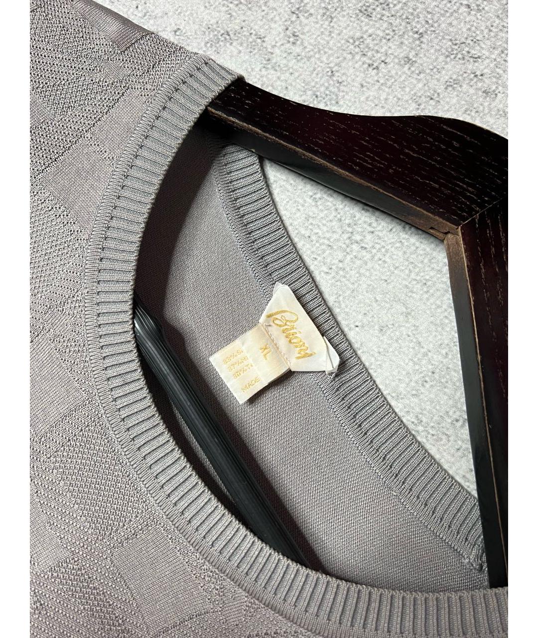 BRIONI Серая шелковая футболка, фото 7