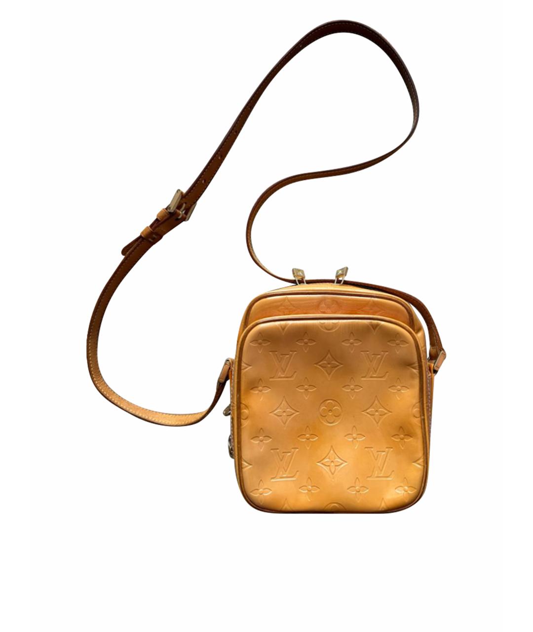 LOUIS VUITTON Золотая сумка на плечо из лакированной кожи, фото 6