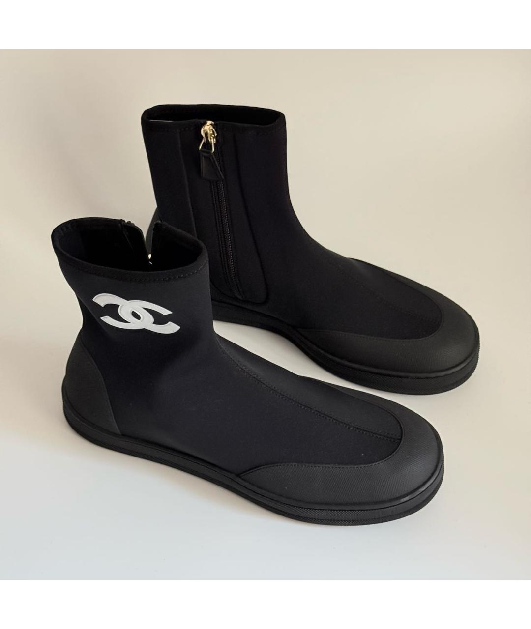 CHANEL Черные синтетические сапоги, фото 3