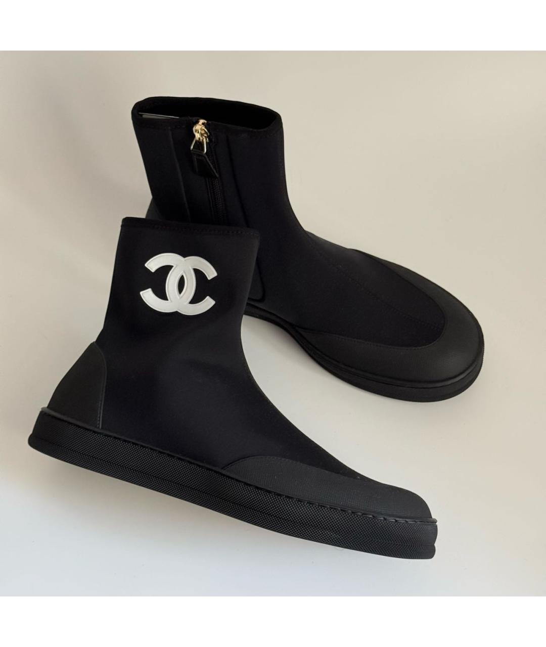 CHANEL Черные синтетические сапоги, фото 2