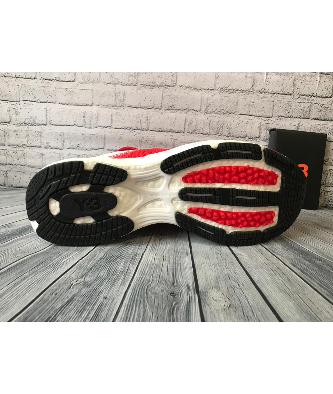 Y-3 Красные синтетические низкие кроссовки / кеды, фото 3