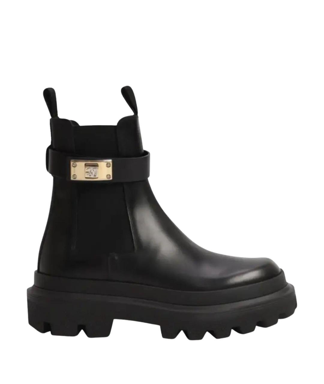 DOLCE&GABBANA Черные кожаные ботинки, фото 1