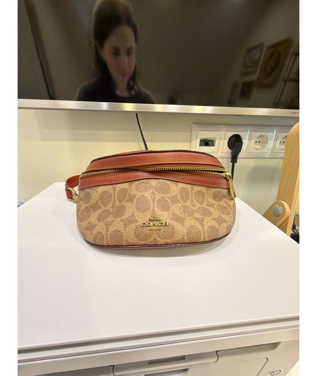 COACH Коричневая кожаная поясная сумка, фото 5