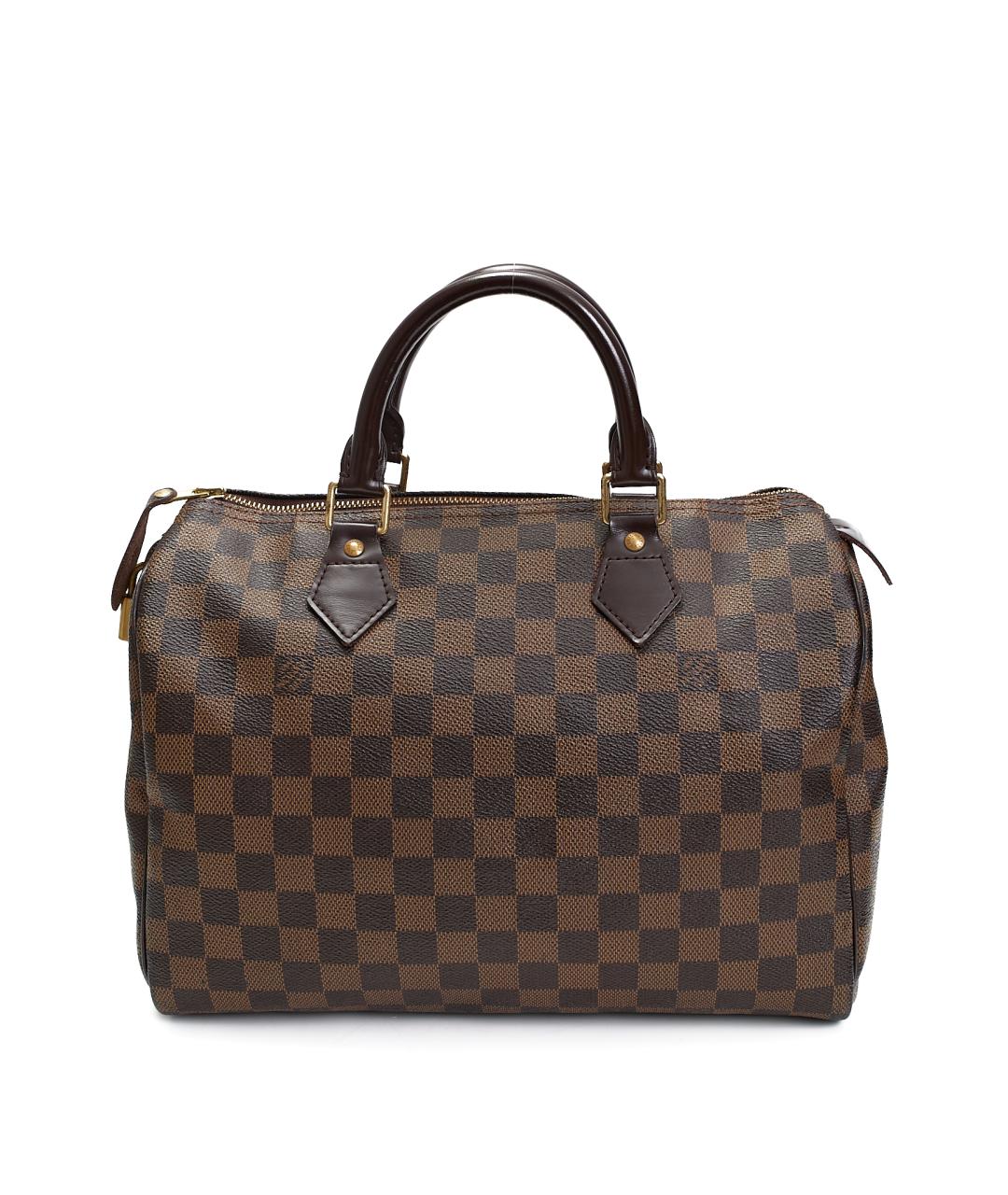 LOUIS VUITTON Коричневая кожаная сумка с короткими ручками, фото 6