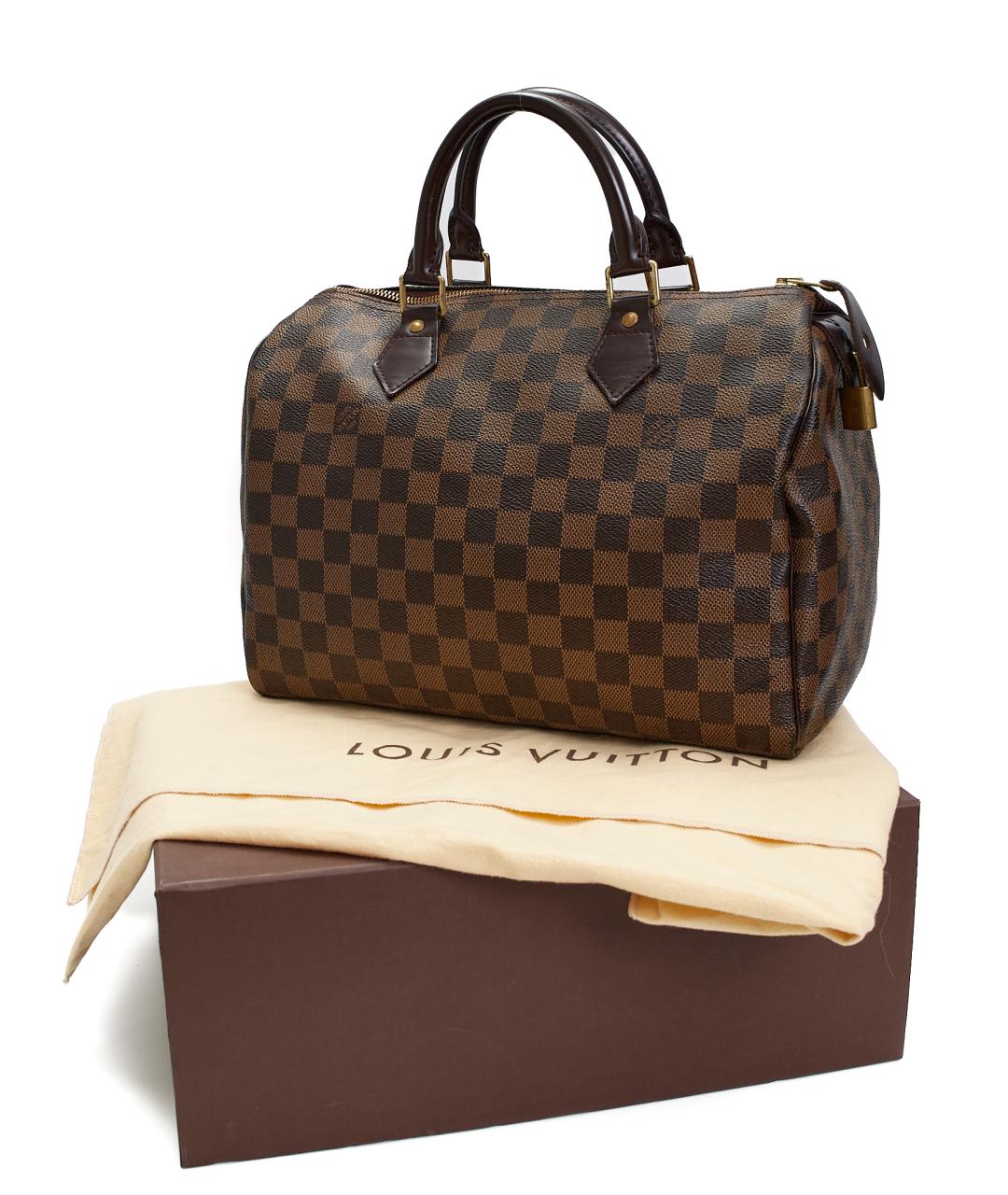 LOUIS VUITTON Коричневая кожаная сумка с короткими ручками, фото 5