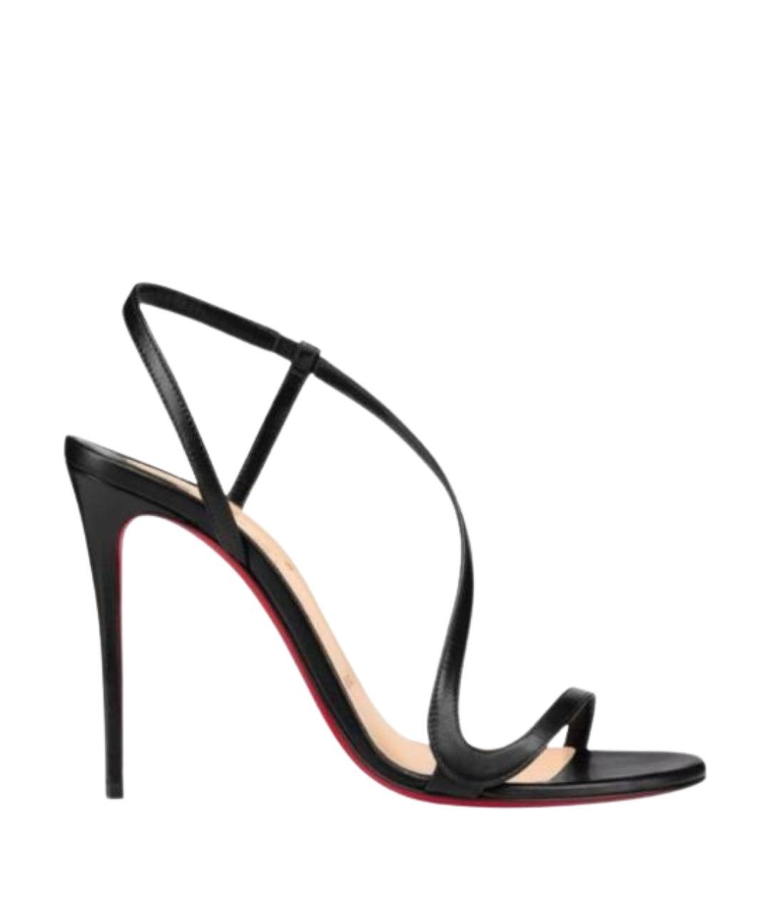 CHRISTIAN LOUBOUTIN Черные кожаные босоножки, фото 1