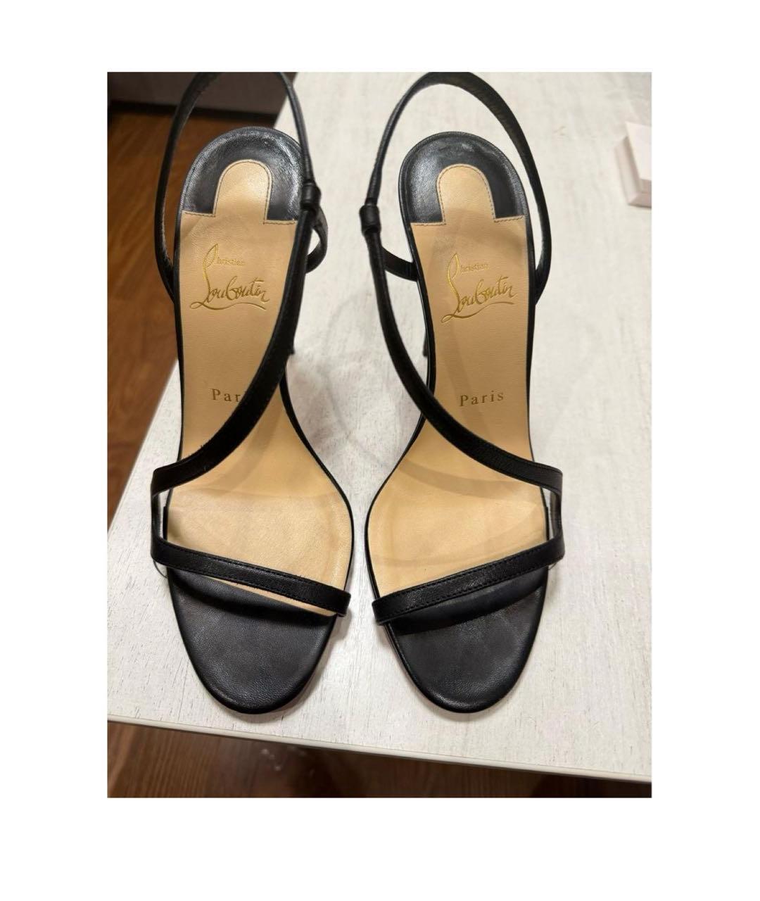 CHRISTIAN LOUBOUTIN Черные кожаные босоножки, фото 2
