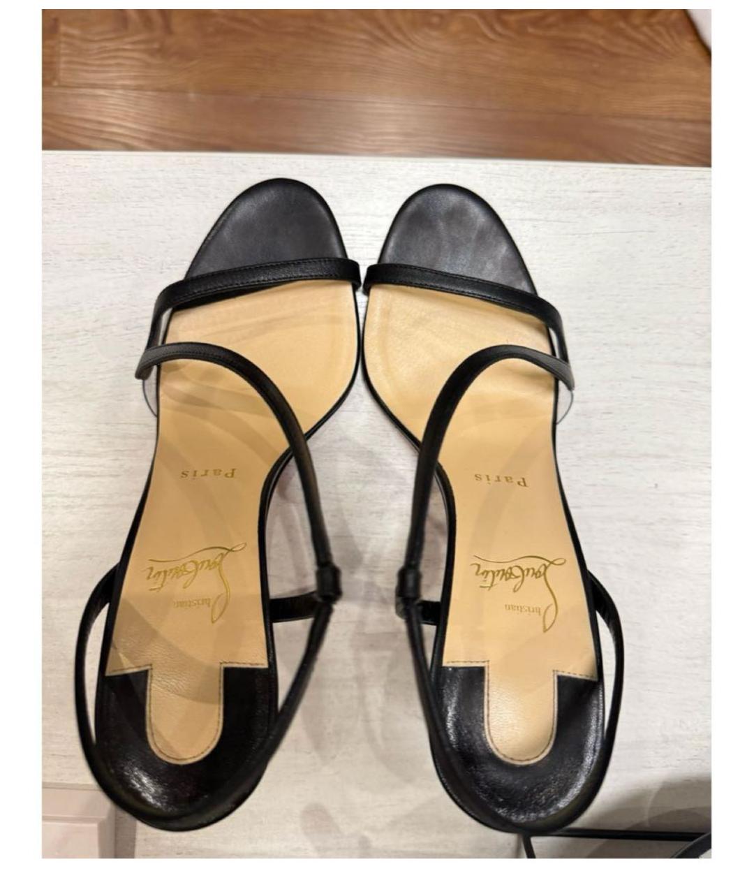 CHRISTIAN LOUBOUTIN Черные кожаные босоножки, фото 3