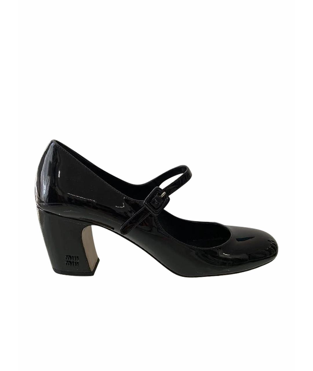 MIU MIU Черные туфли из лакированной кожи, фото 1