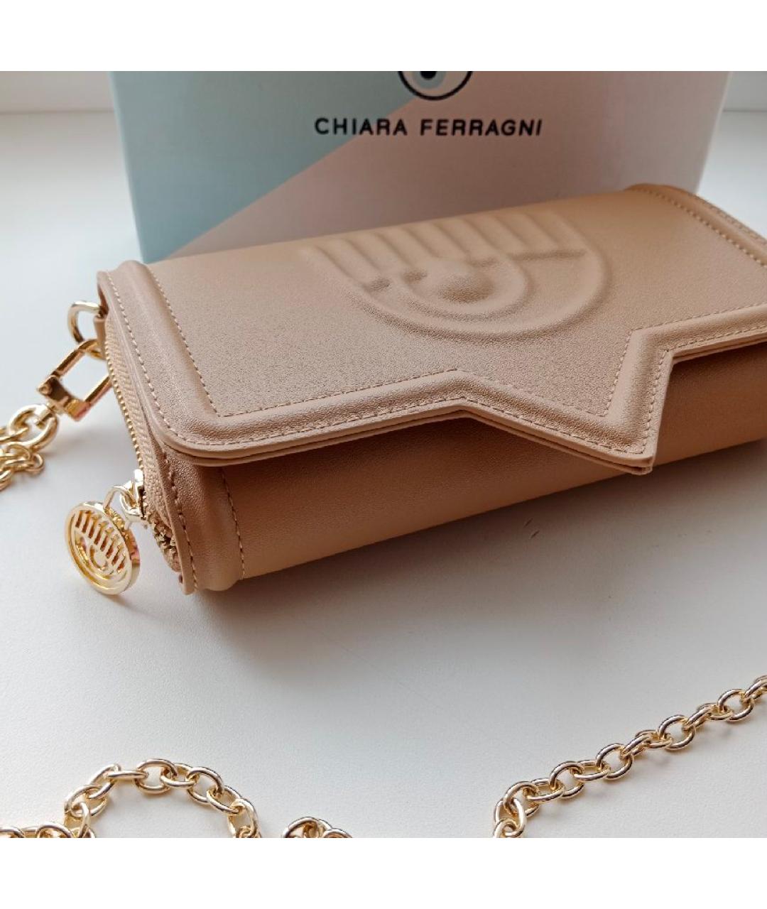 CHIARA FERRAGNI Бежевая сумка через плечо из искусственной кожи, фото 6