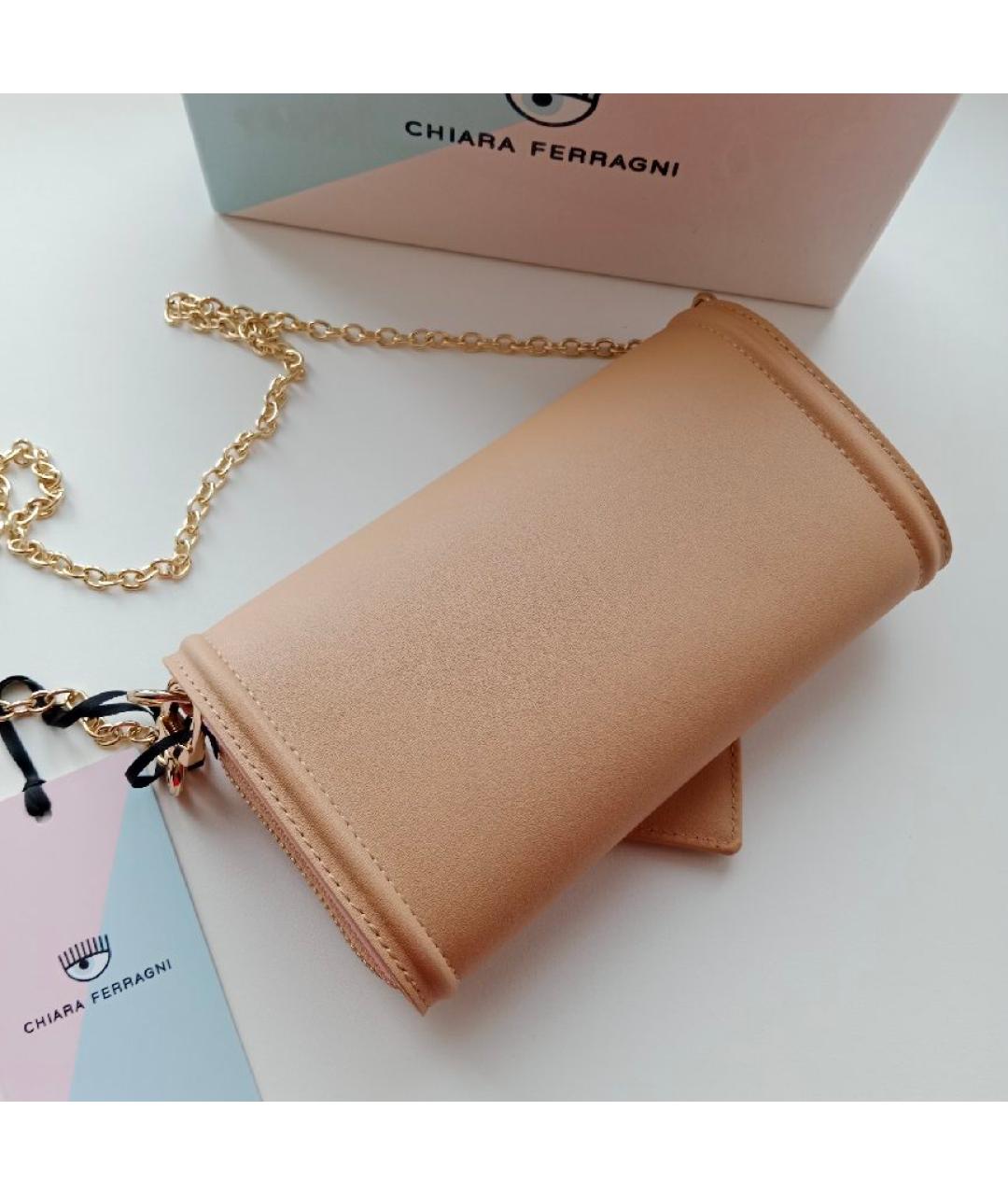CHIARA FERRAGNI Бежевая сумка через плечо из искусственной кожи, фото 7