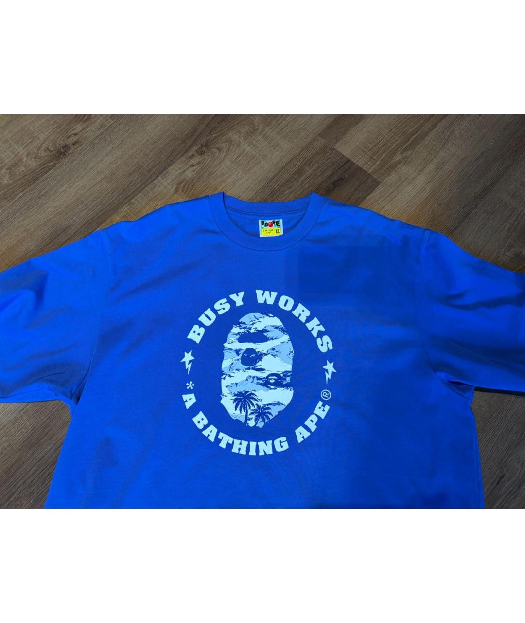 A BATHING APE Синяя хлопковая футболка, фото 3