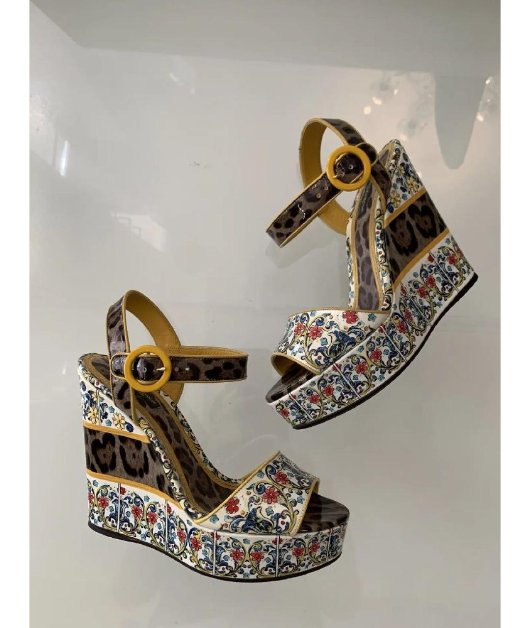 DOLCE&GABBANA Мульти босоножки из лакированной кожи, фото 8
