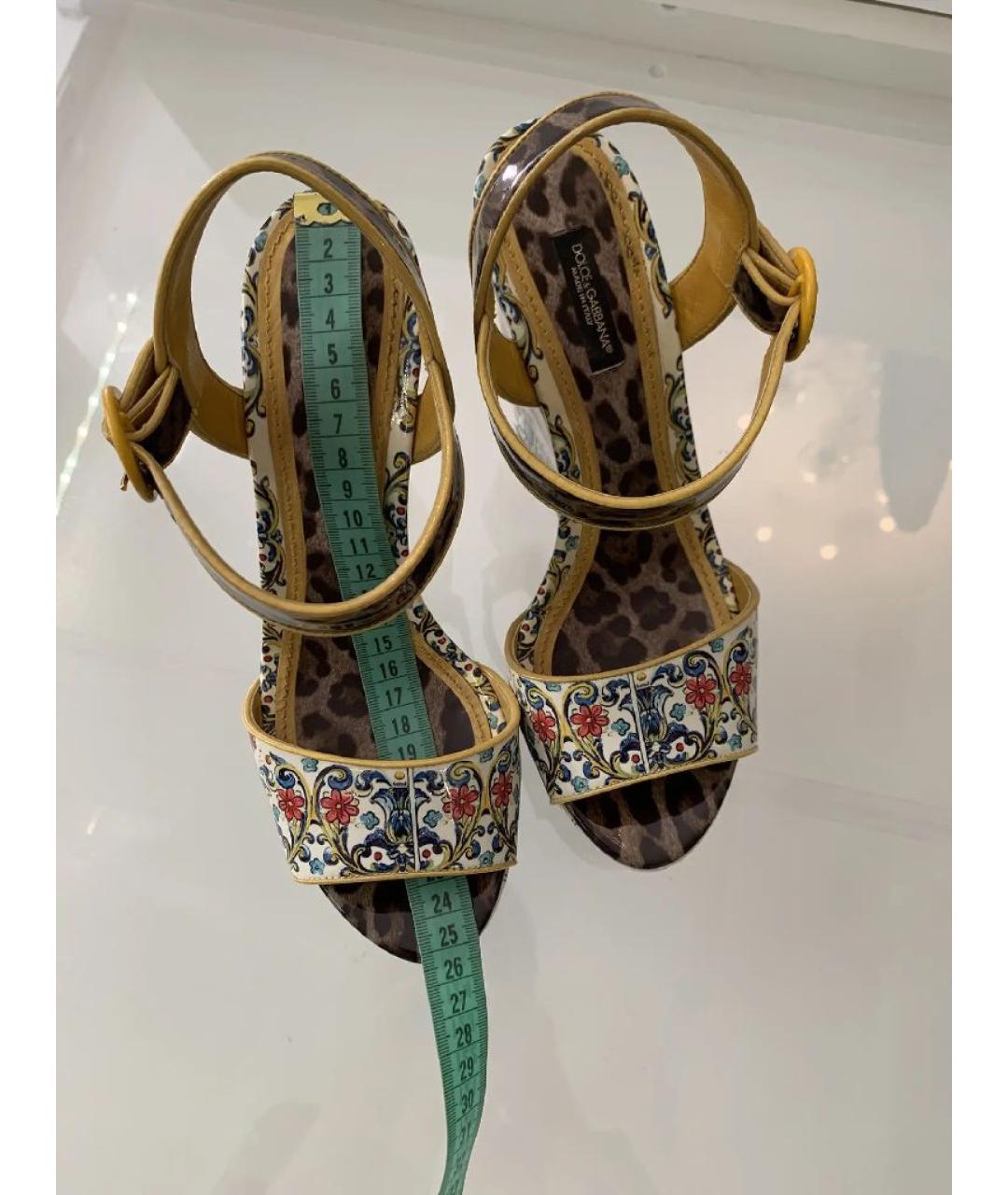 DOLCE&GABBANA Мульти босоножки из лакированной кожи, фото 7