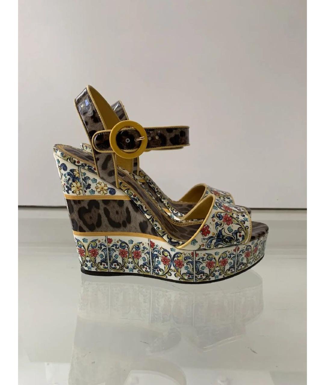 DOLCE&GABBANA Мульти босоножки из лакированной кожи, фото 10