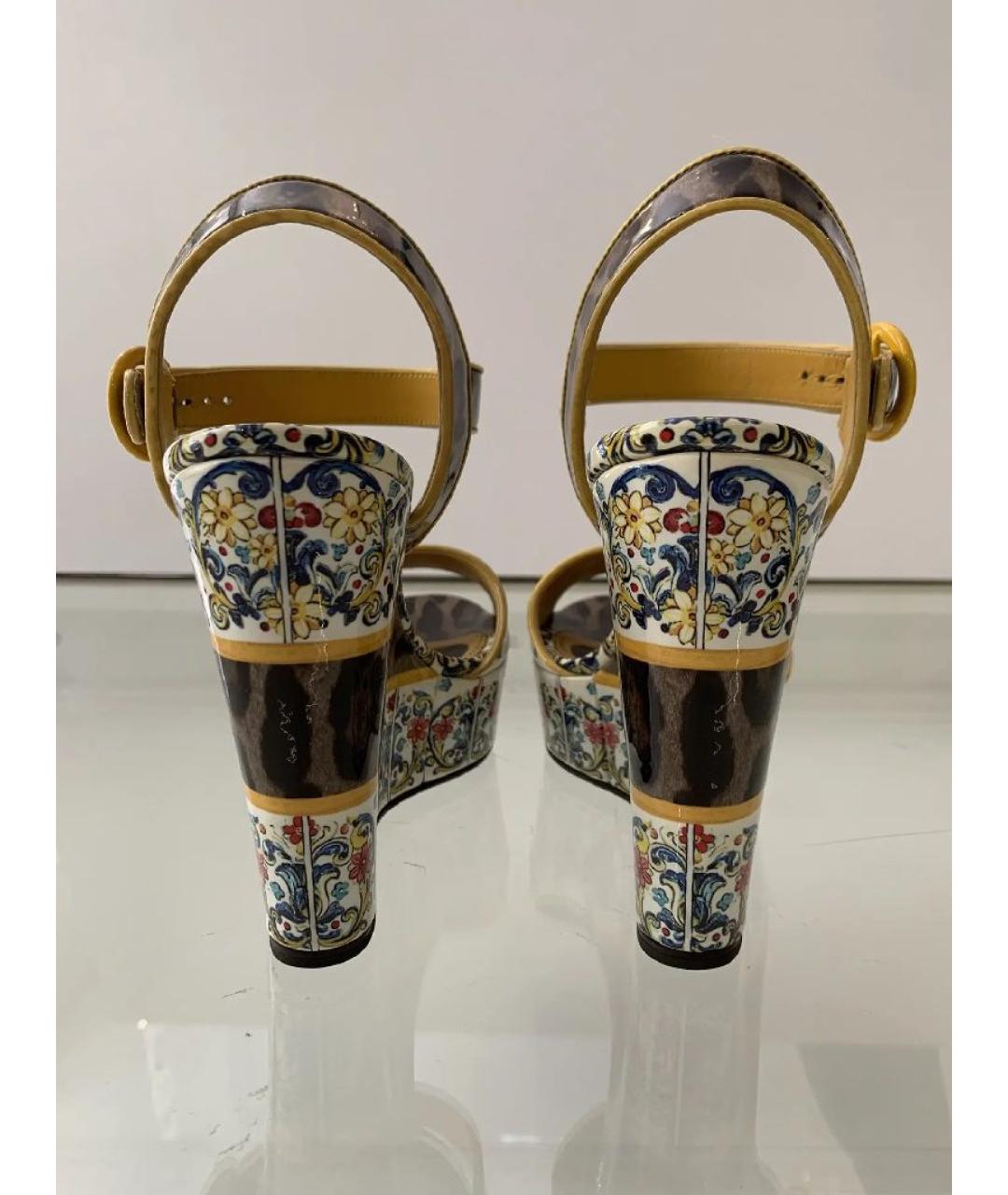 DOLCE&GABBANA Мульти босоножки из лакированной кожи, фото 4