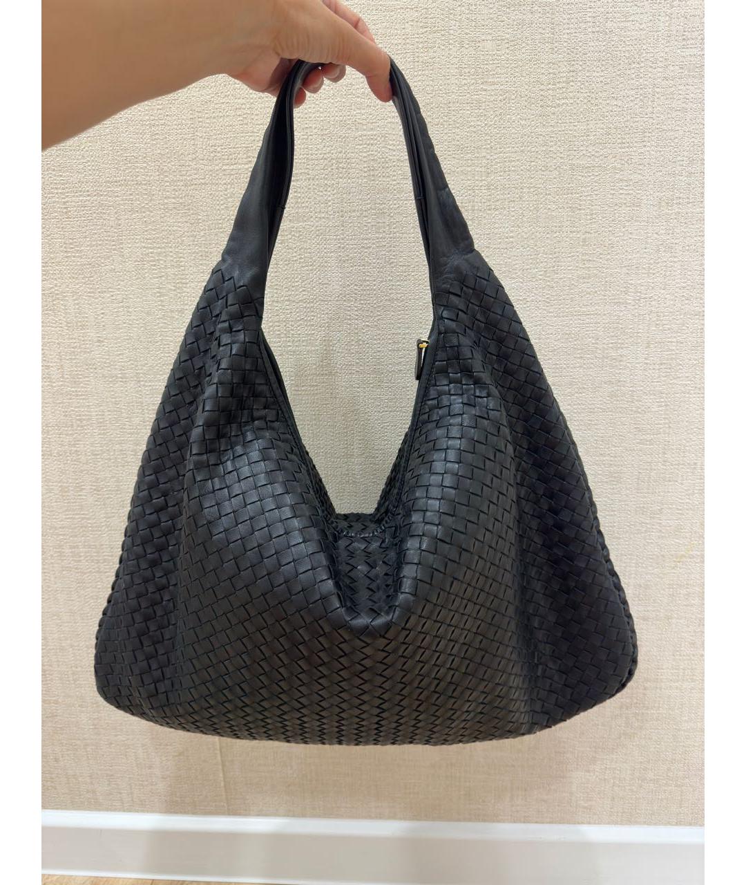 BOTTEGA VENETA Черная кожаная сумка тоут, фото 9