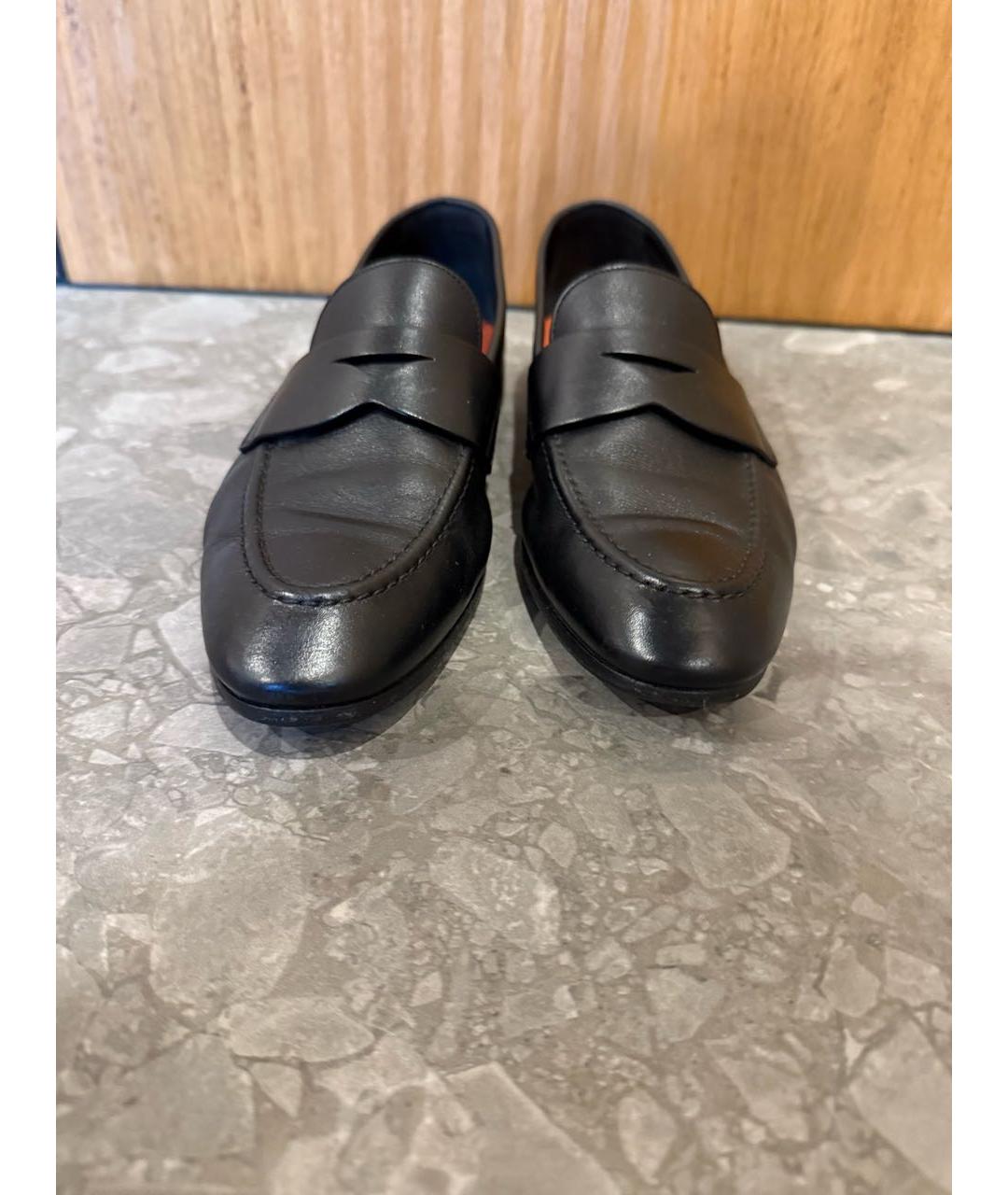SANTONI Черные кожаные лоферы, фото 6
