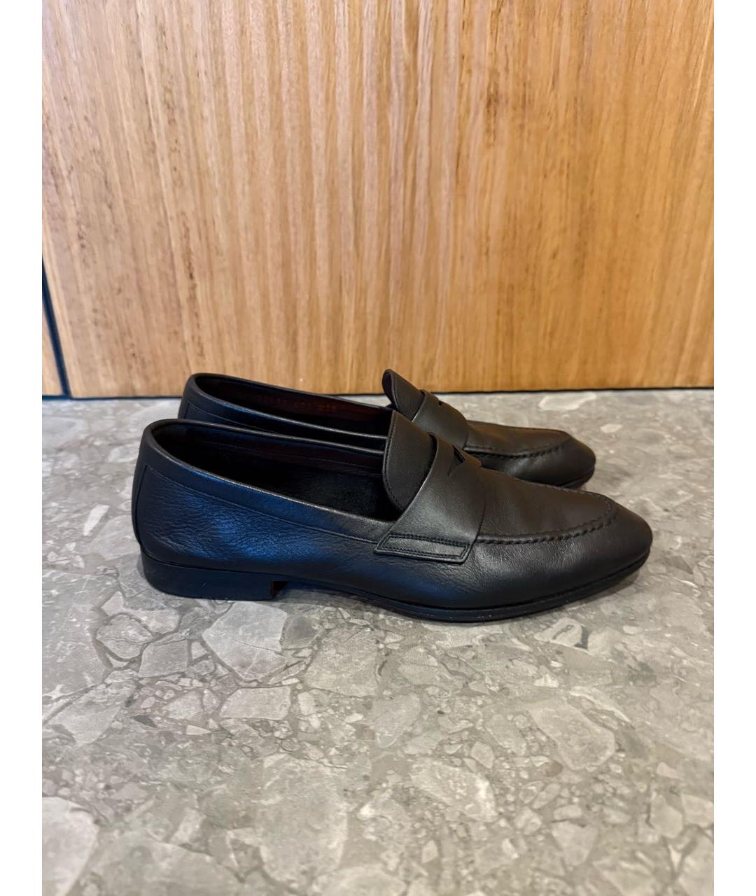 SANTONI Черные кожаные лоферы, фото 8