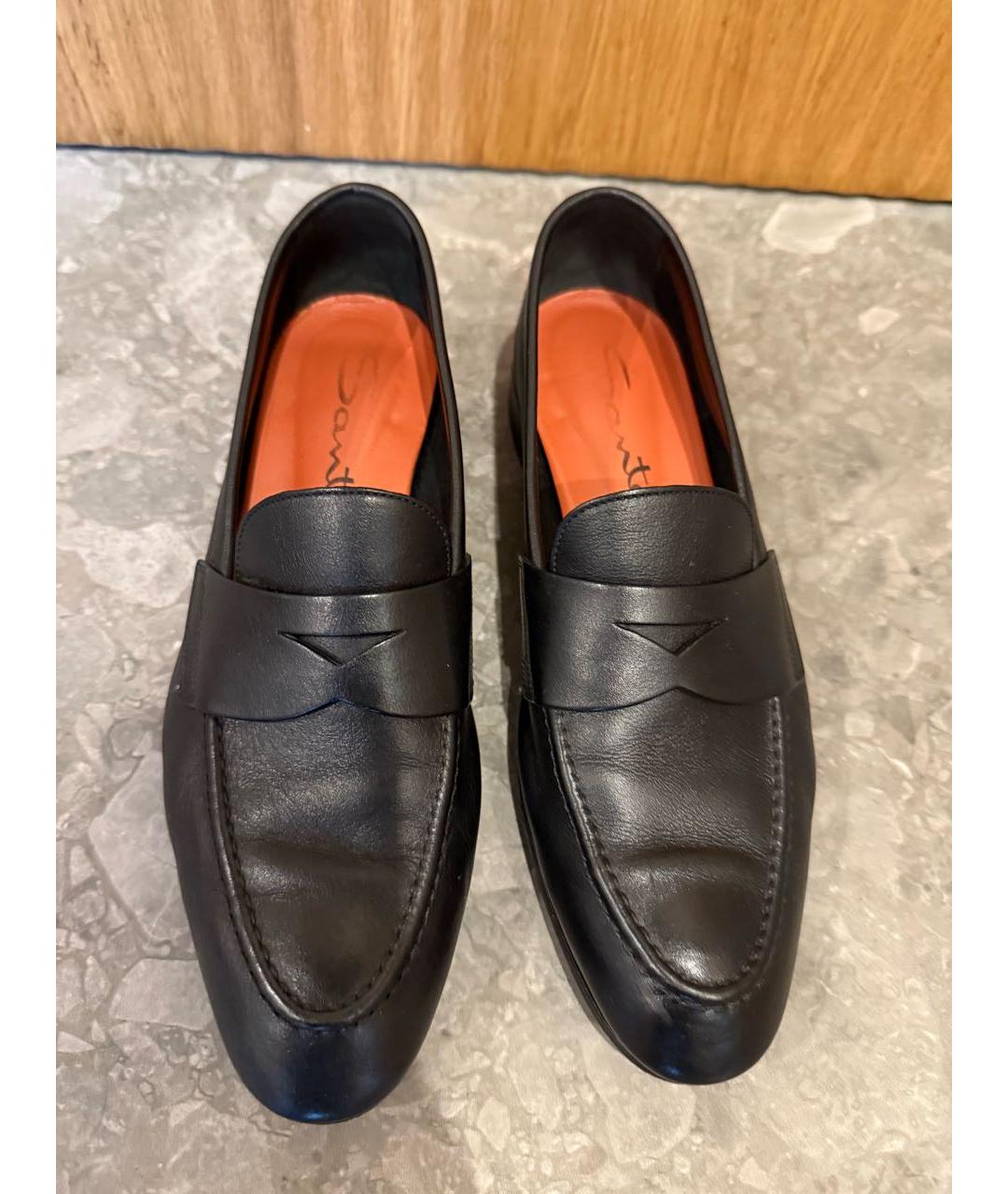 SANTONI Черные кожаные лоферы, фото 5