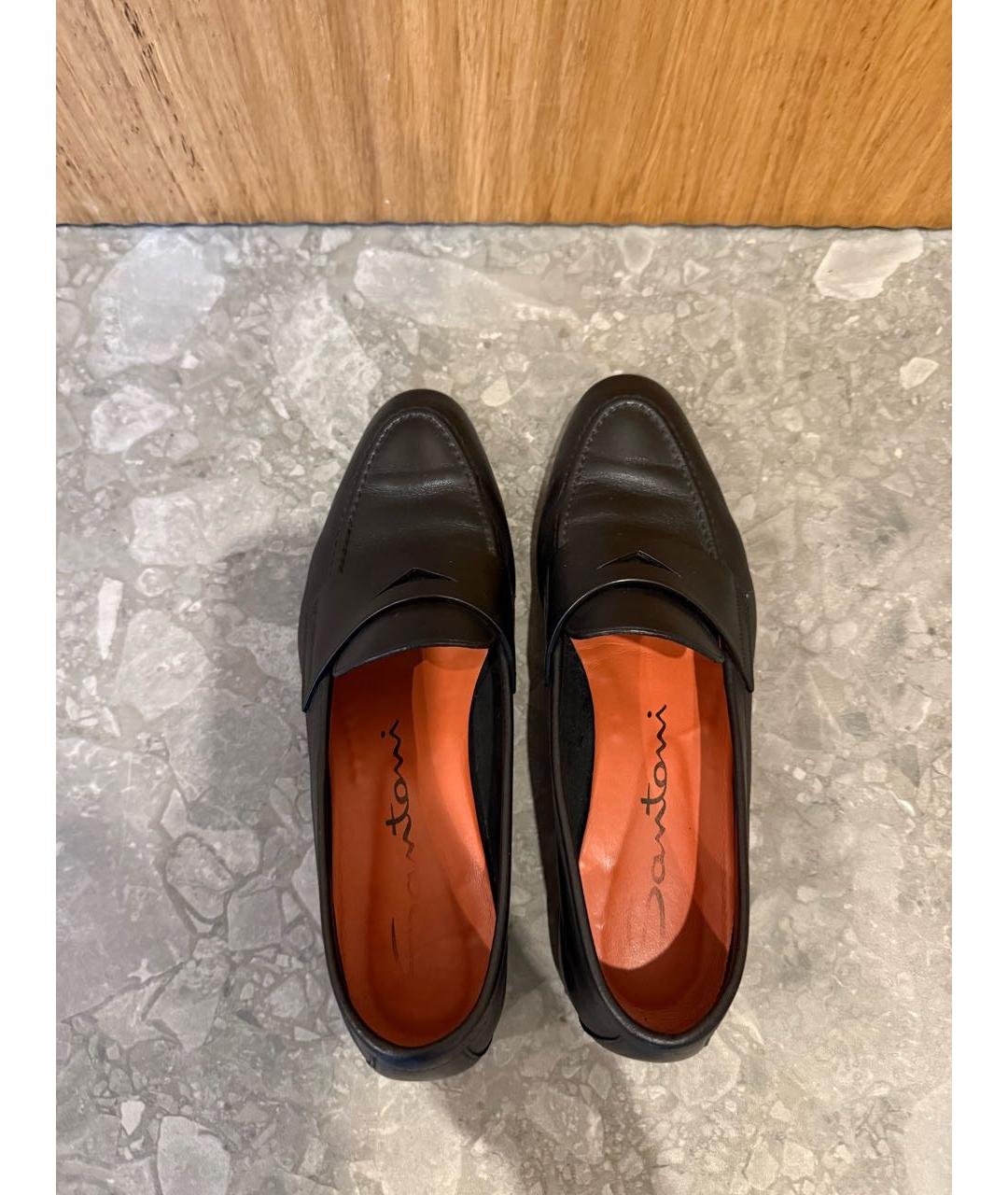 SANTONI Черные кожаные лоферы, фото 3
