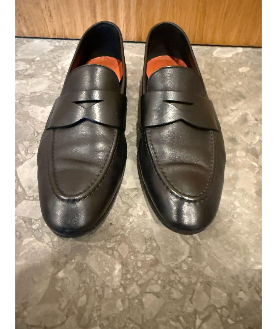 SANTONI Черные кожаные лоферы, фото 2