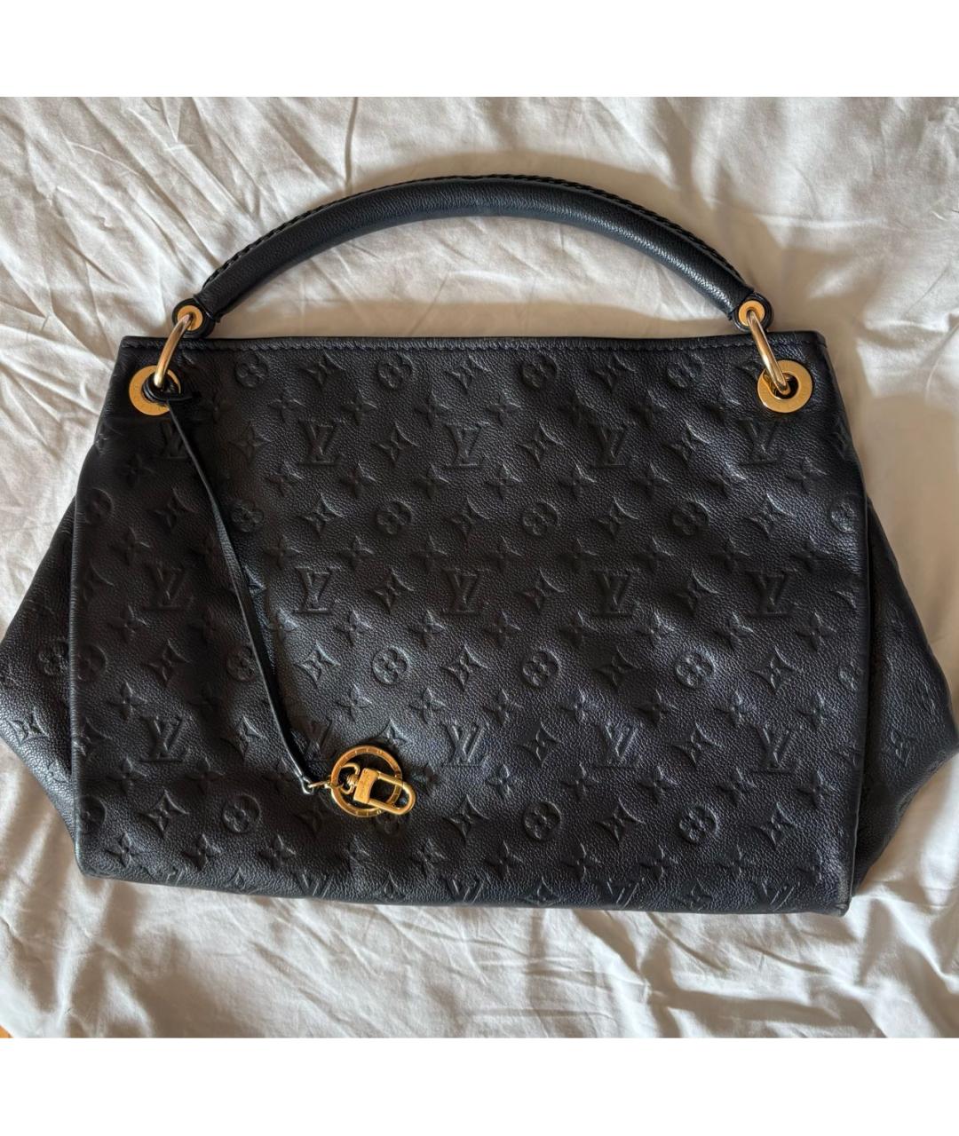 LOUIS VUITTON Темно-синяя кожаная сумка тоут, фото 8