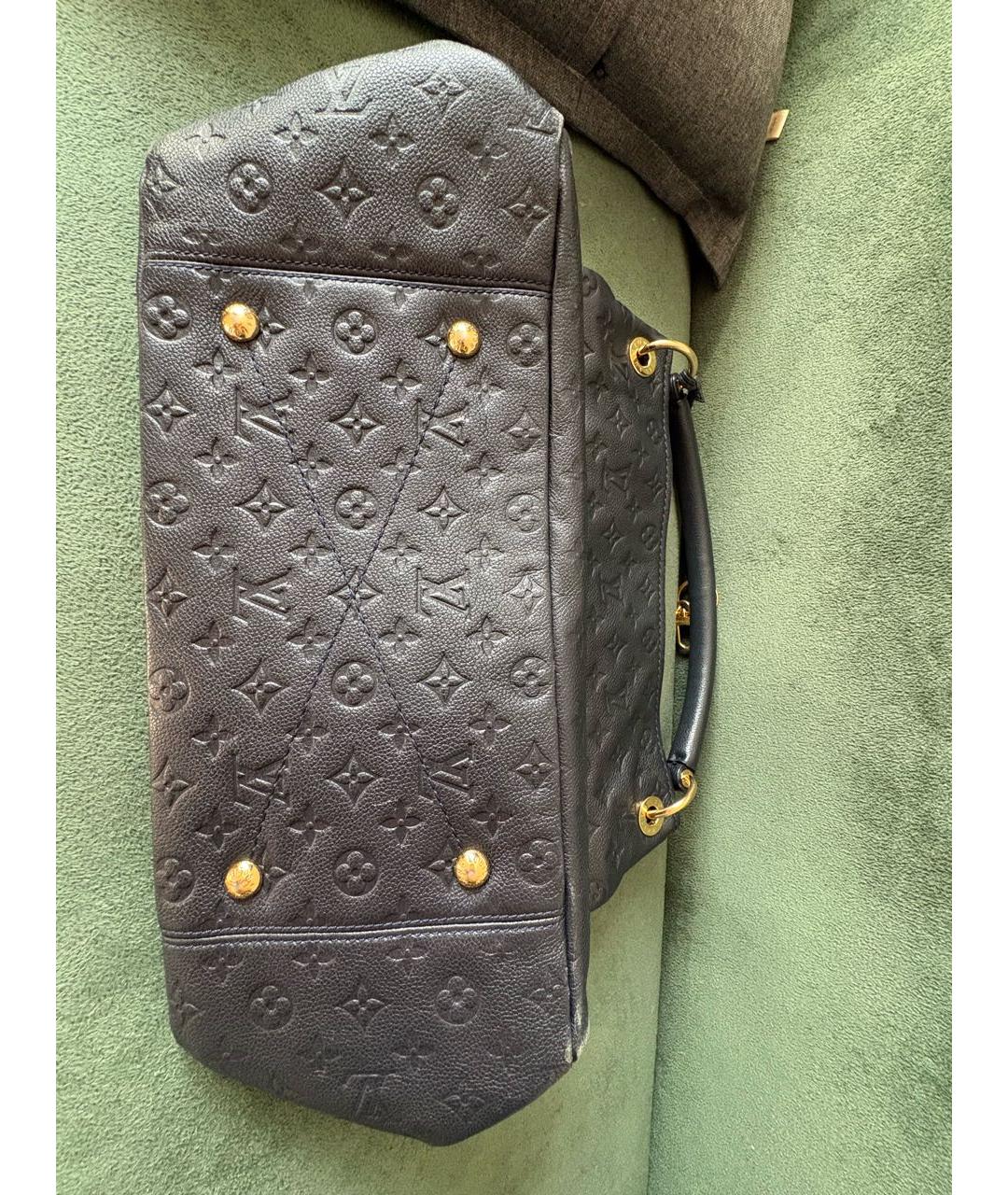 LOUIS VUITTON Темно-синяя кожаная сумка тоут, фото 3