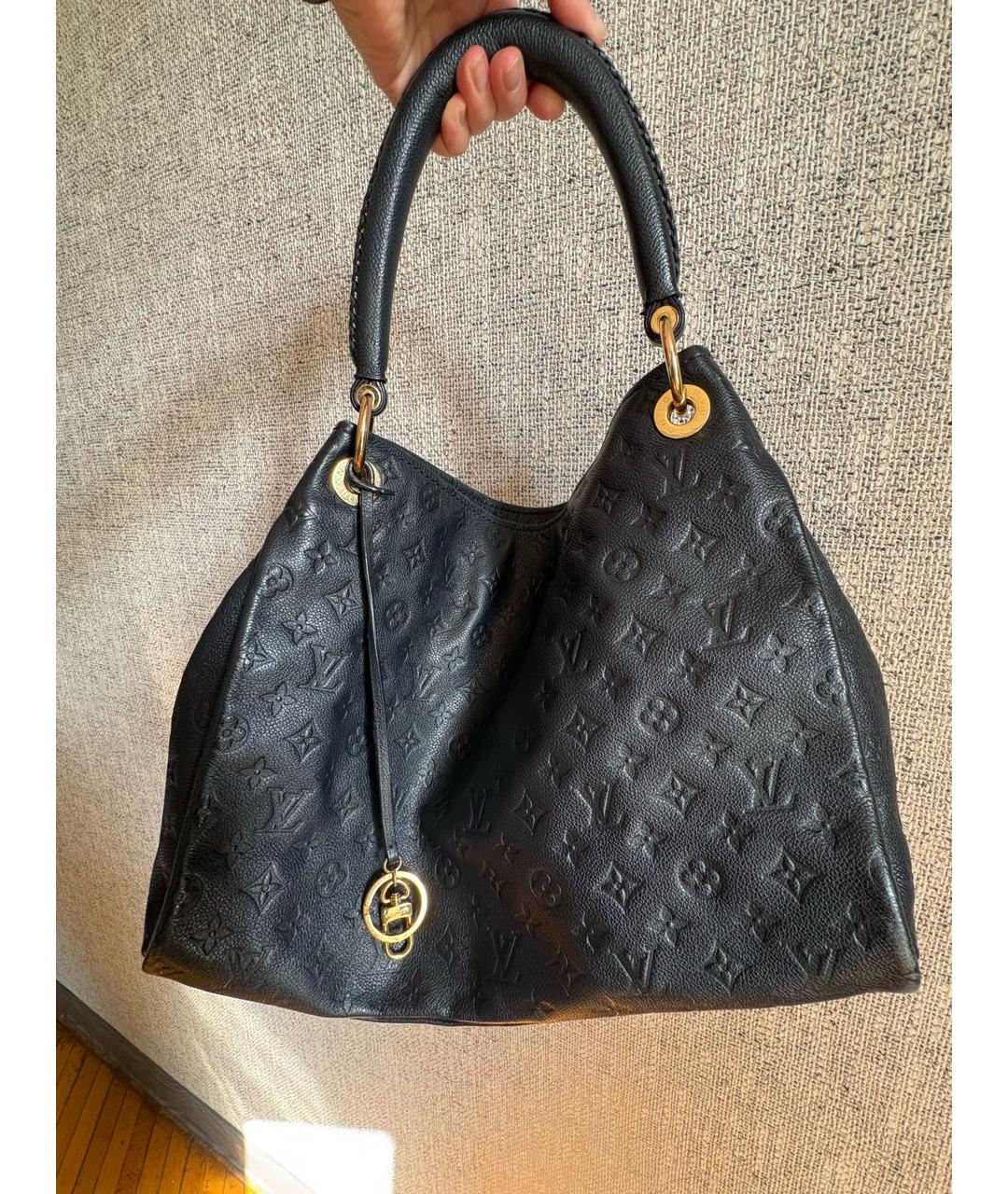 LOUIS VUITTON Темно-синяя кожаная сумка тоут, фото 2