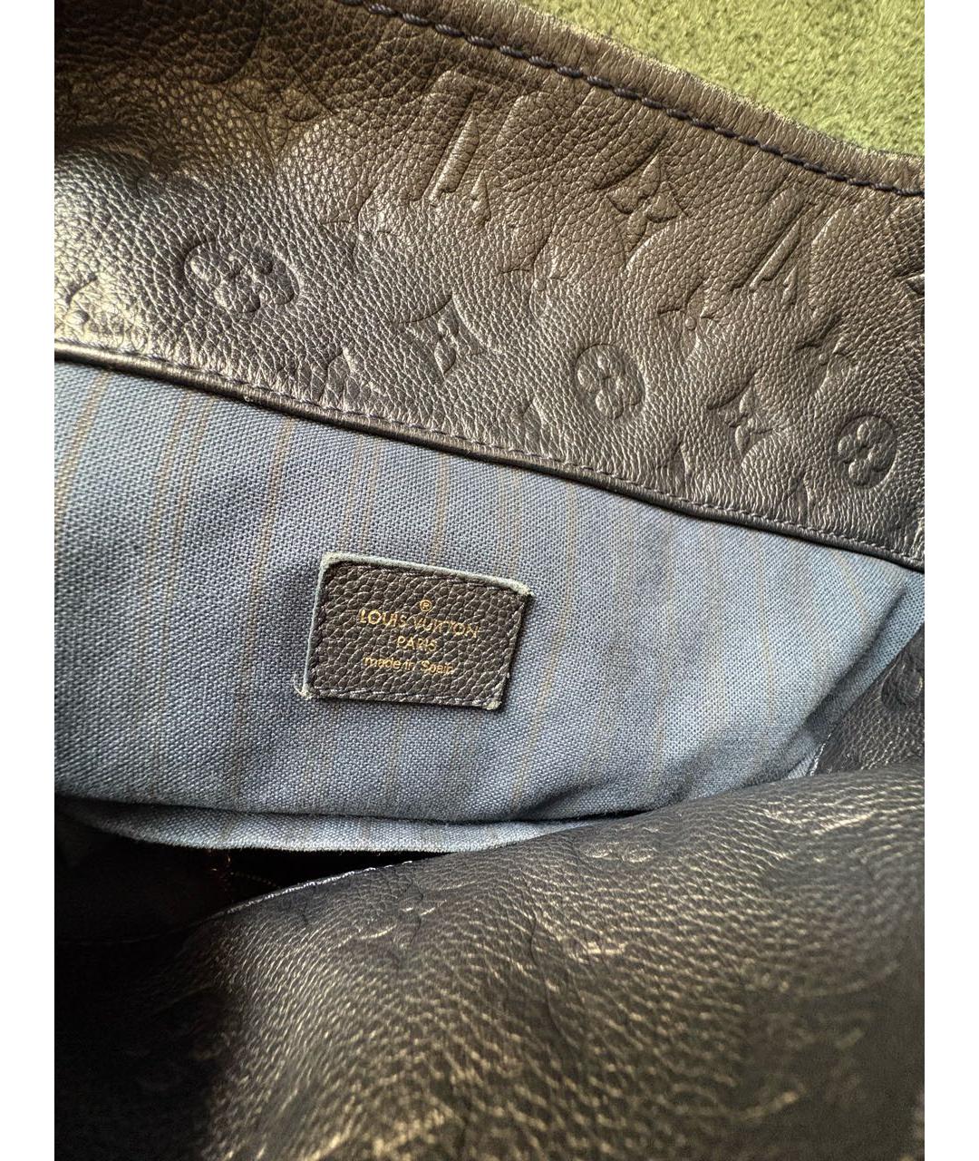 LOUIS VUITTON Темно-синяя кожаная сумка тоут, фото 7