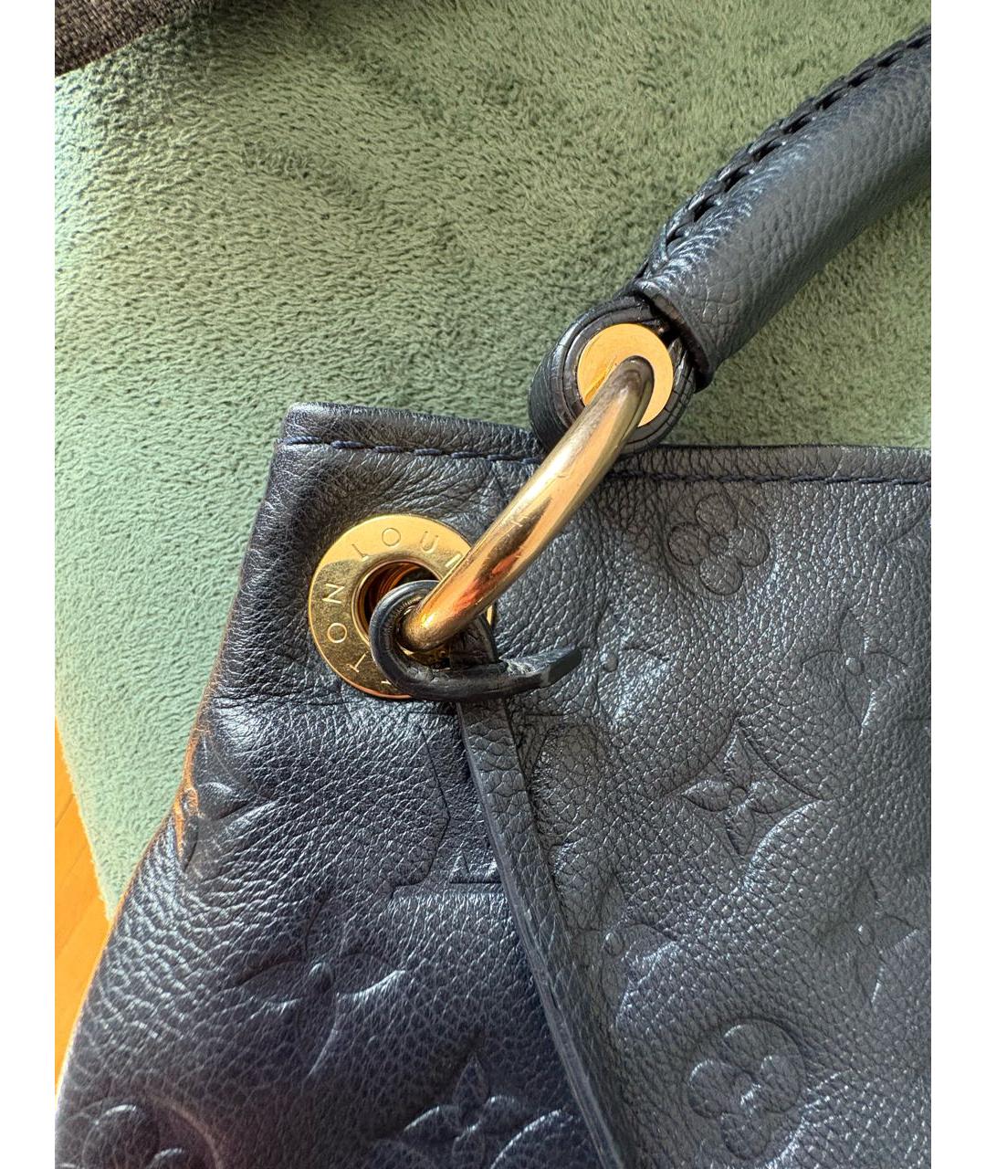 LOUIS VUITTON Темно-синяя кожаная сумка тоут, фото 4